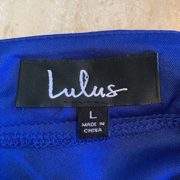 NWT LULU’S dress, royal blue, pretty criss cross neck, sleeveless, full skirt. L - Picture 10 of 16